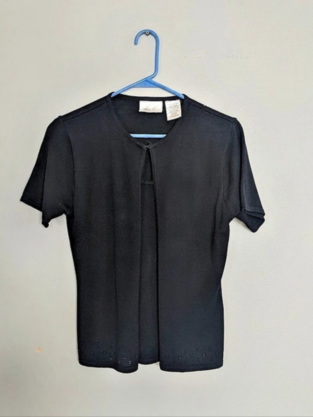 Vintage Kathy Lee Collection Black Short Sleeve Cardigan Size Small Whimsygoth